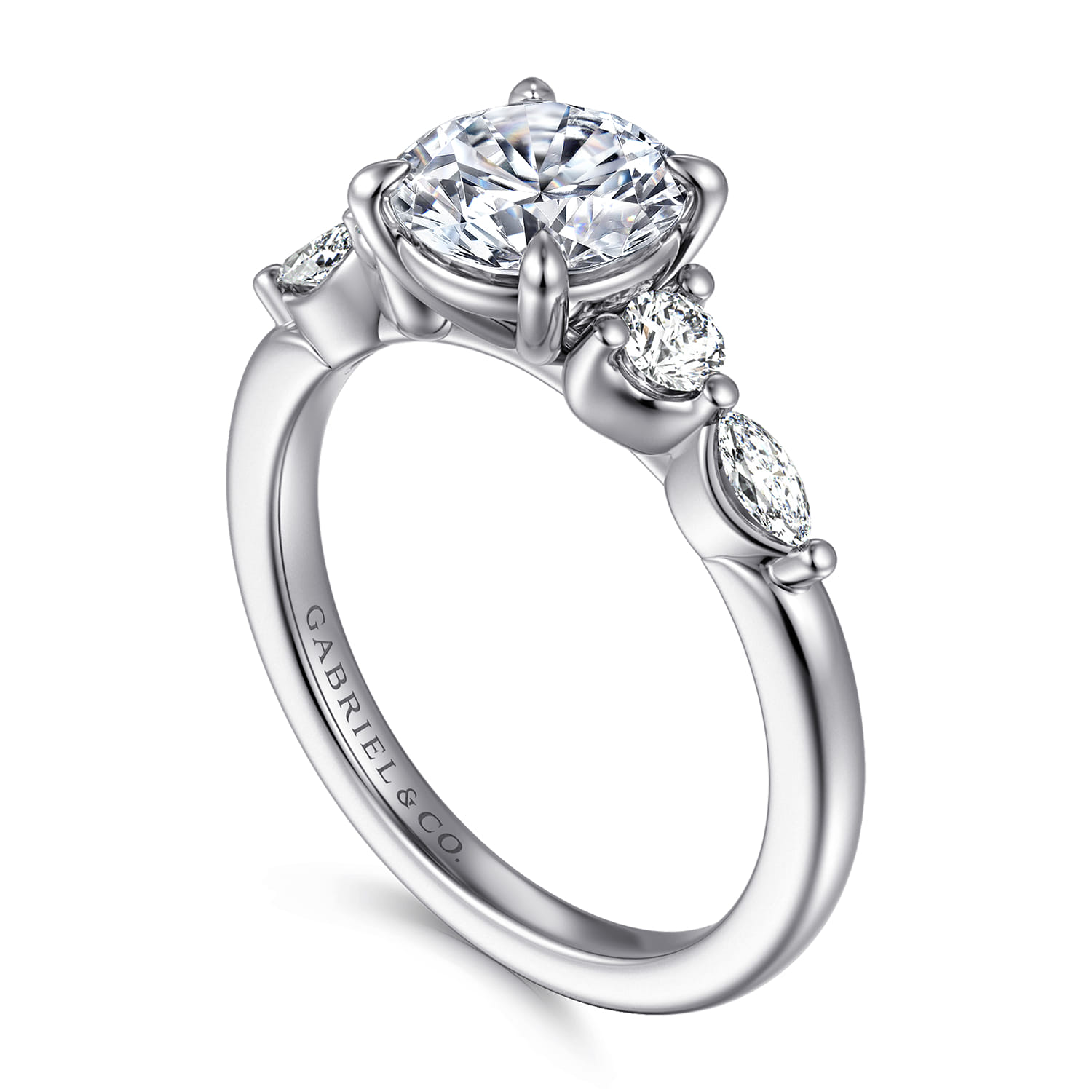 Cian - 14K White Gold Round Five Stone Diamond Engagement Ring - 0.3 ct - Shot 3