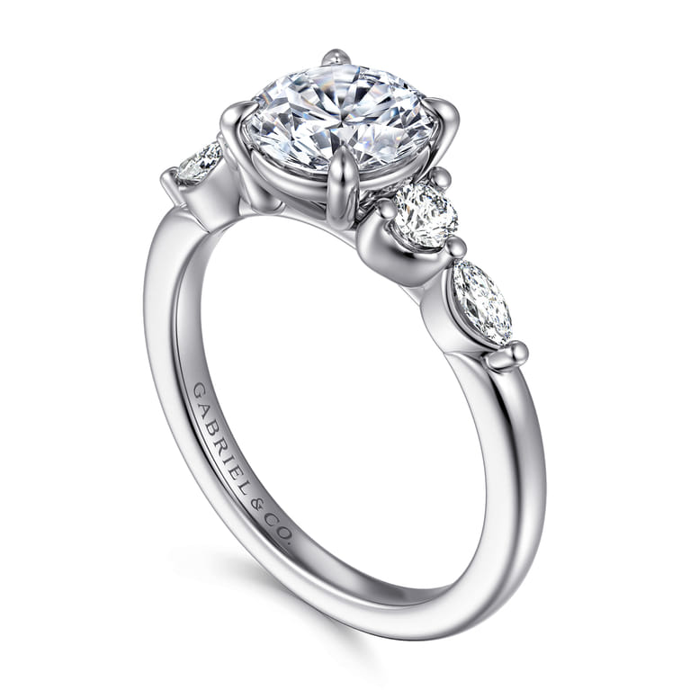 Cian - 14K White Gold Round Five Stone Diamond Engagement Ring - 0.3 ct - Shot 3