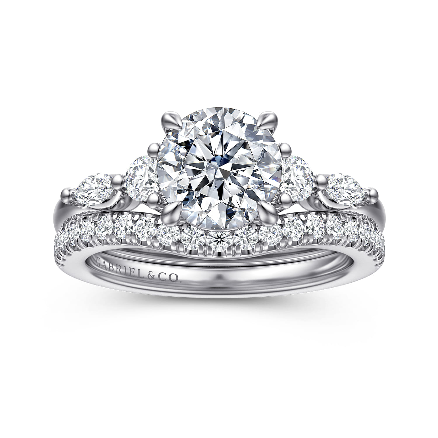 Cian - 14K White Gold Round Five Stone Diamond Engagement Ring - 0.3 ct - Shot 4