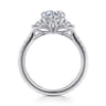 Moon - 14K White Gold Round Three Stone Lotus Diamond Engagement Ring - 0.3 ct