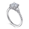 Moon - 14K White Gold Round Three Stone Lotus Diamond Engagement Ring - 0.3 ct