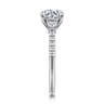 Moon - 14K White Gold Round Three Stone Lotus Diamond Engagement Ring - 0.3 ct
