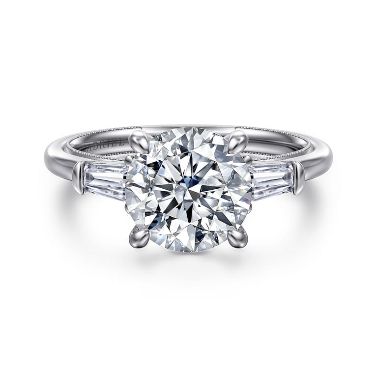 Louann - 14K White Gold Round Three Stone Diamond Engagement Ring - 0.3 ct - Shot 1