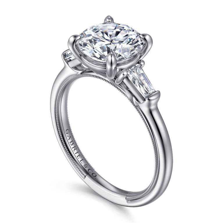 Louann - 14K White Gold Round Three Stone Diamond Engagement Ring - 0.3 ct - Shot 3
