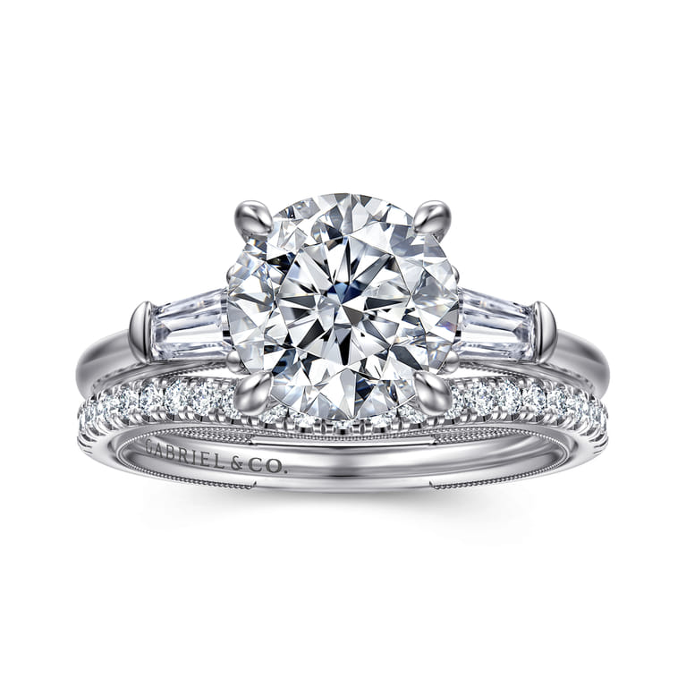Louann - 14K White Gold Round Three Stone Diamond Engagement Ring - 0.3 ct - Shot 4