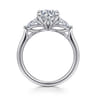 Reema - 14K White Gold Three Stone Round Lotus Diamond Engagement Ring - 0.5 ct