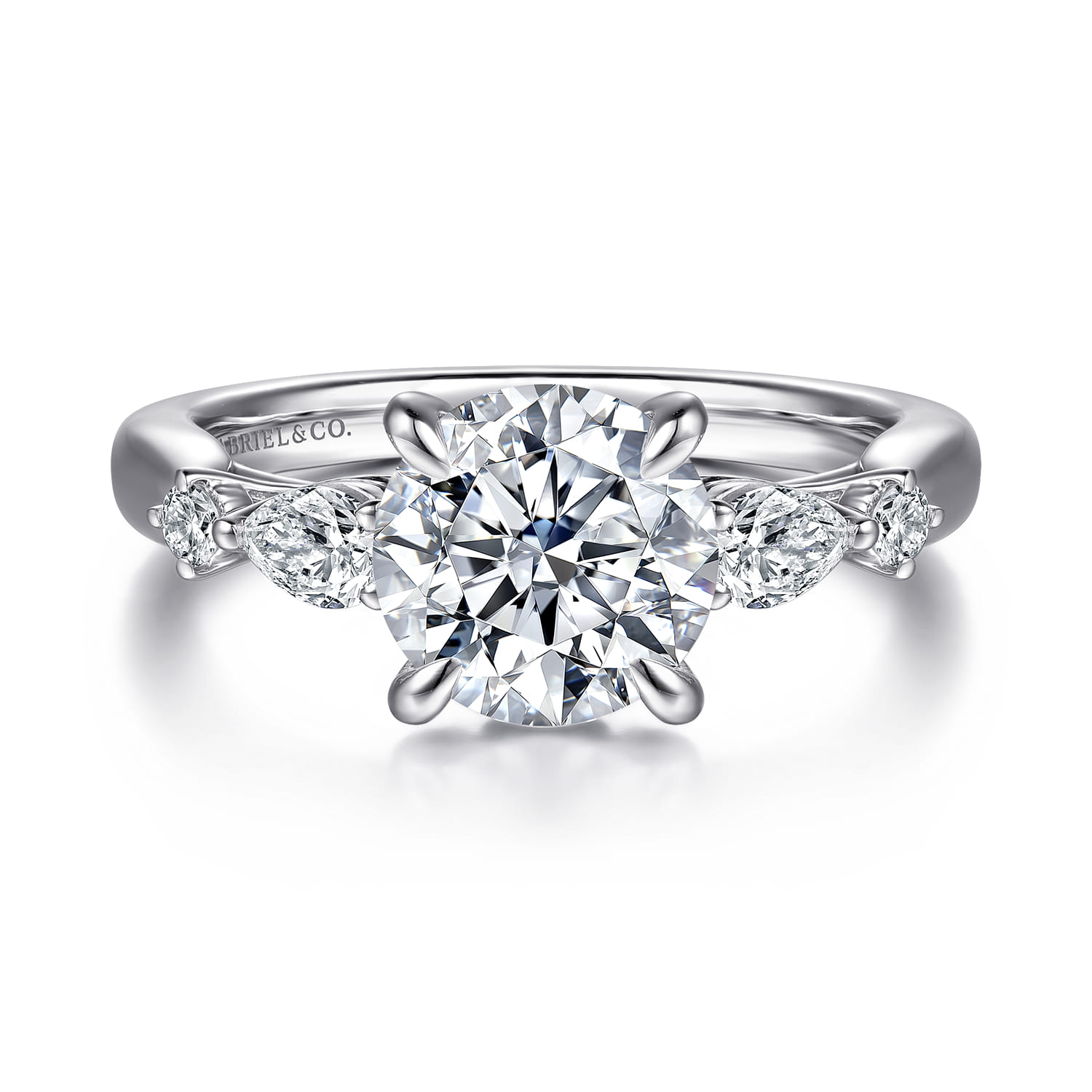 Bonita - 14K White Gold Round Five Stone Diamond Engagement Ring - 0.3 ct - Shot 1