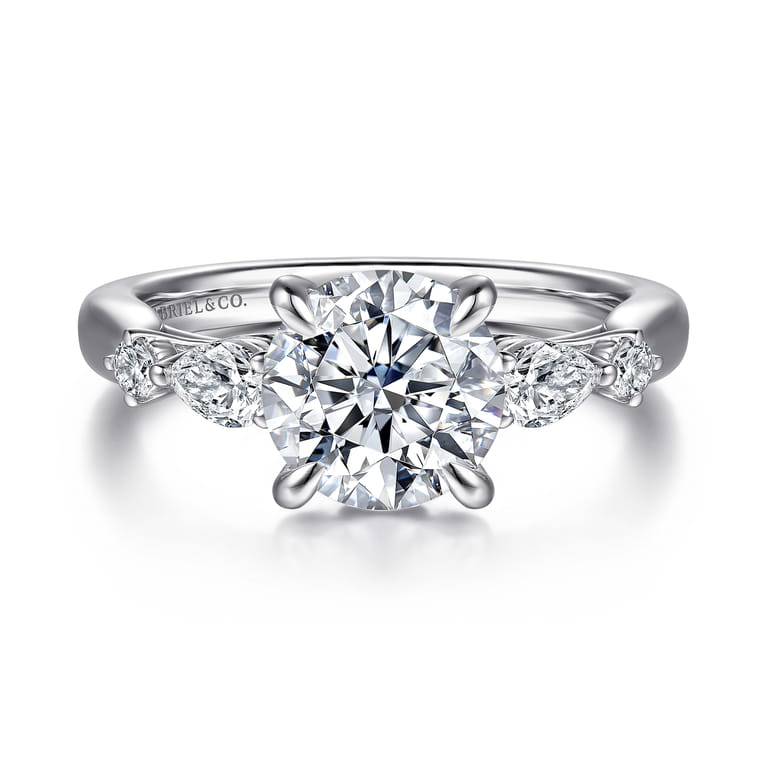 Bonita - 14K White Gold Round Five Stone Diamond Engagement Ring - 0.3 ct - Shot 1