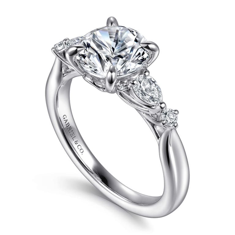Bonita - 14K White Gold Round Five Stone Diamond Engagement Ring - 0.3 ct - Shot 3