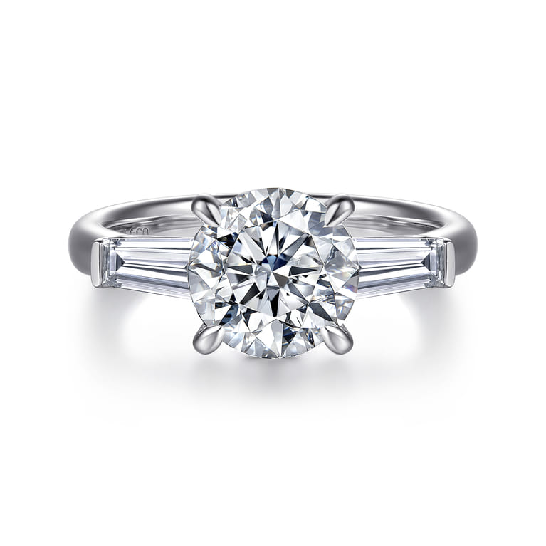 Lia - 14K White Gold Round Three Stone Diamond Engagement Ring - 0.5 ct - Shot 1