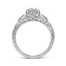 Enchanted - Vintage Inspired 14K White Gold Round Three Stone Sapphire and Diamond Engagement Ring - 0.06 ct
