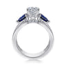 Divinity - 14K White Gold Round 3 Stone Sapphire and Diamond Engagement Ring - 0.34 ct