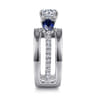 Divinity - 14K White Gold Round 3 Stone Sapphire and Diamond Engagement Ring - 0.34 ct