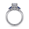 Harmony - 14K White Gold Round Three Stone Sapphire and Diamond Engagement Ring - 0.51 ct