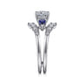 Harmony - 14K White Gold Round Three Stone Sapphire and Diamond Engagement Ring - 0.51 ct