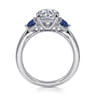 Abbi - 14K White Gold Round Three Stone Diamond and Sapphire Engagement Ring - 0.11 ct