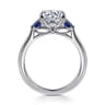 Madison - 14K White Gold Round Three Stone Lotus Sapphire and Diamond Engagement Ring