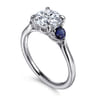 Madison - 14K White Gold Round Three Stone Lotus Sapphire and Diamond Engagement Ring