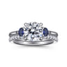 Madison - 14K White Gold Round Three Stone Lotus Sapphire and Diamond Engagement Ring