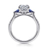Monty - 14K White Gold Round Three Stone Lotus Diamond and A Quality Sapphire Engagement Ring - 0.11 ct