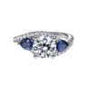 Estefania - 14K White Gold Round Three Stone Sapphire and Diamond Engagement Ring - 0.35 ct