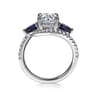 Estefania - 14K White Gold Round Three Stone Sapphire and Diamond Engagement Ring - 0.35 ct
