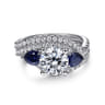 Estefania - 14K White Gold Round Three Stone Sapphire and Diamond Engagement Ring - 0.35 ct