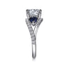 Estefania - 14K White Gold Round Three Stone Sapphire and Diamond Engagement Ring - 0.35 ct
