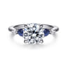 Kallie - 14K White Gold Round Diamond and Sapphire Engagement Ring - 0.15 ct