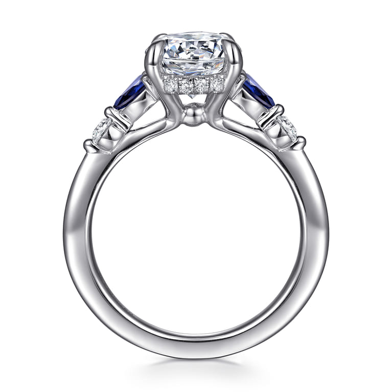 Kallie - 14K White Gold Round Diamond and Sapphire Engagement Ring - 0.15 ct - Shot 2