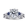 Kallie - 14K White Gold Round Diamond and Sapphire Engagement Ring - 0.15 ct