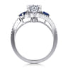Demi - 14K White Gold Round Three Stone Sapphire and Diamond Engagement Ring - 0.19 ct