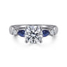 Carrie - 14K White Gold Round Five Stone Sapphire and Diamond Engagement Ring - 0.1 ct