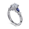Carrie - 14K White Gold Round Five Stone Sapphire and Diamond Engagement Ring - 0.1 ct