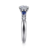 Carrie - 14K White Gold Round Five Stone Sapphire and Diamond Engagement Ring - 0.1 ct