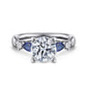 Carrie - 14K White Gold Round Five Stone Sapphire and Diamond Engagement Ring - 0.1 ct