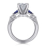 Carrie - 14K White Gold Round Five Stone Sapphire and Diamond Engagement Ring - 0.1 ct