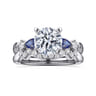 Carrie - 14K White Gold Round Five Stone Sapphire and Diamond Engagement Ring - 0.1 ct