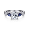 Carrie - 14K White Gold Round Five Stone Sapphire and Diamond Engagement Ring - 0.1 ct