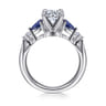 Carrie - 14K White Gold Round Five Stone Sapphire and Diamond Engagement Ring - 0.1 ct