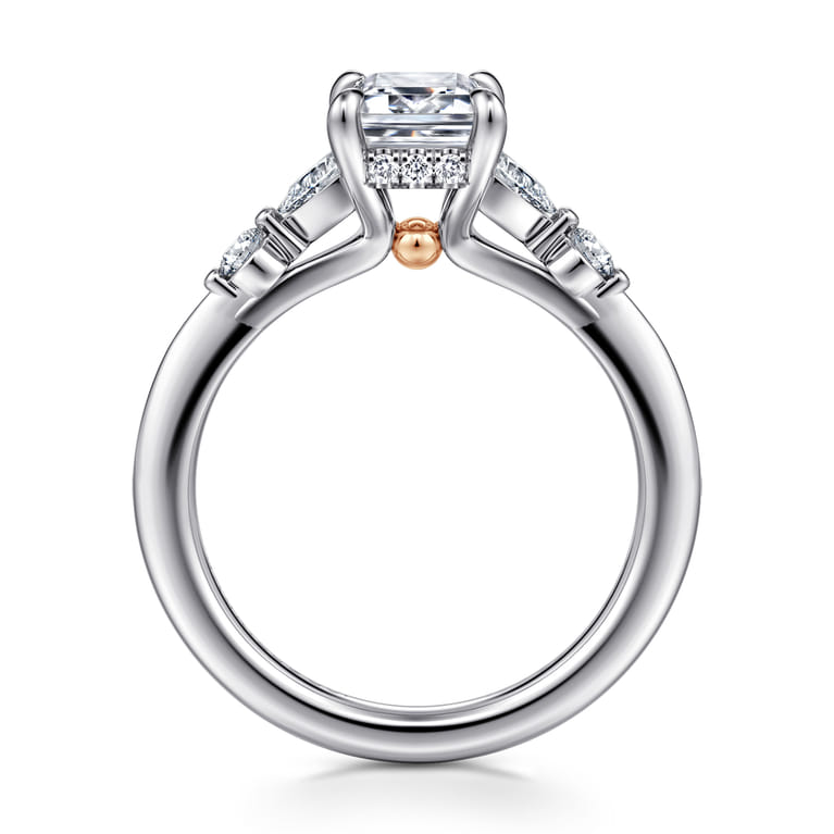 Kallie - 14K White-Rose Gold Emerald Cut Diamond Engagement Ring - 0.4 ct - Shot 2