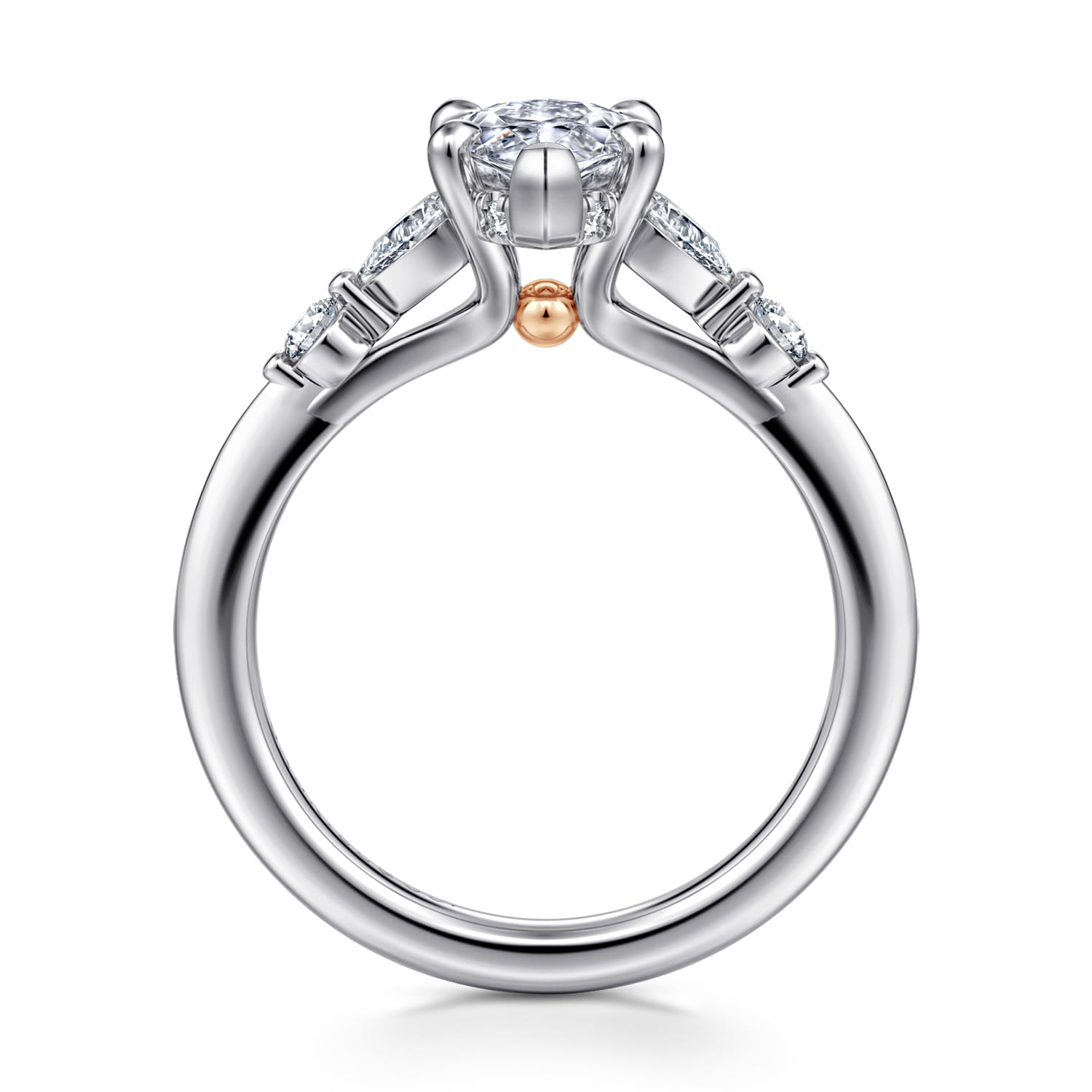 Kallie - 14K White-Rose Gold Marquise Shape Diamond Engagement Ring - 0.35 ct - Shot 2