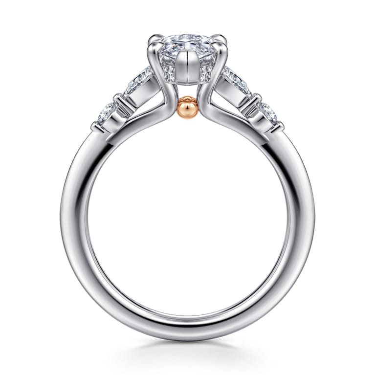 Kallie - 14K White-Rose Gold Marquise Shape Diamond Engagement Ring - 0.35 ct - Shot 2