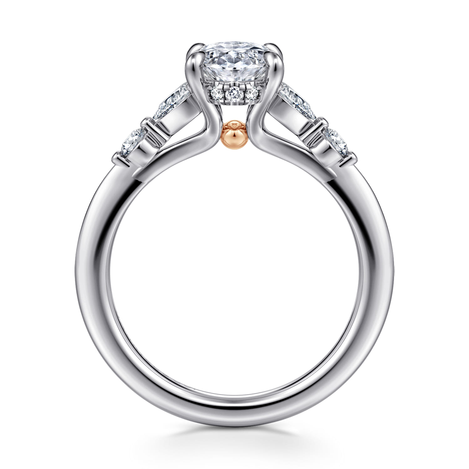 Kallie - 14K White-Rose Gold Oval Diamond Engagement Ring - 0.4 ct - Shot 2