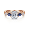 Carrie - 14K White-Rose Gold Oval Five Stone Sapphire and Diamond Engagement Ring - 0.1 ct