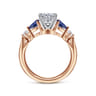 Carrie - 14K White-Rose Gold Oval Five Stone Sapphire and Diamond Engagement Ring - 0.1 ct