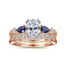 Carrie - 14K White-Rose Gold Oval Five Stone Sapphire and Diamond Engagement Ring - 0.1 ct