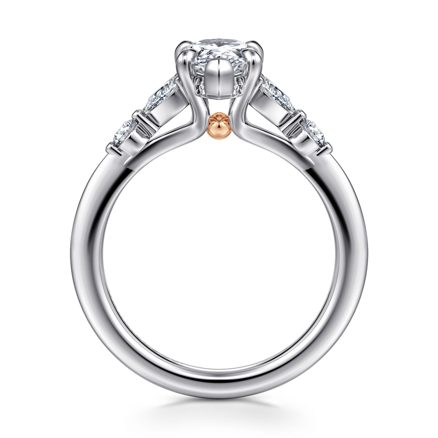 Kallie - 14K White-Rose Gold Pear Shape Diamond Engagement Ring - 0.35 ct - Shot 2