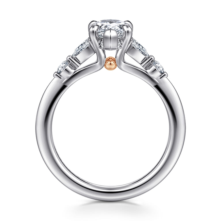 Kallie - 14K White-Rose Gold Pear Shape Diamond Engagement Ring - 0.35 ct - Shot 2