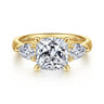 Anabelle - 14K Yellow Gold Cushion Cut Three Stone Diamond Engagement Ring - 0.75 ct